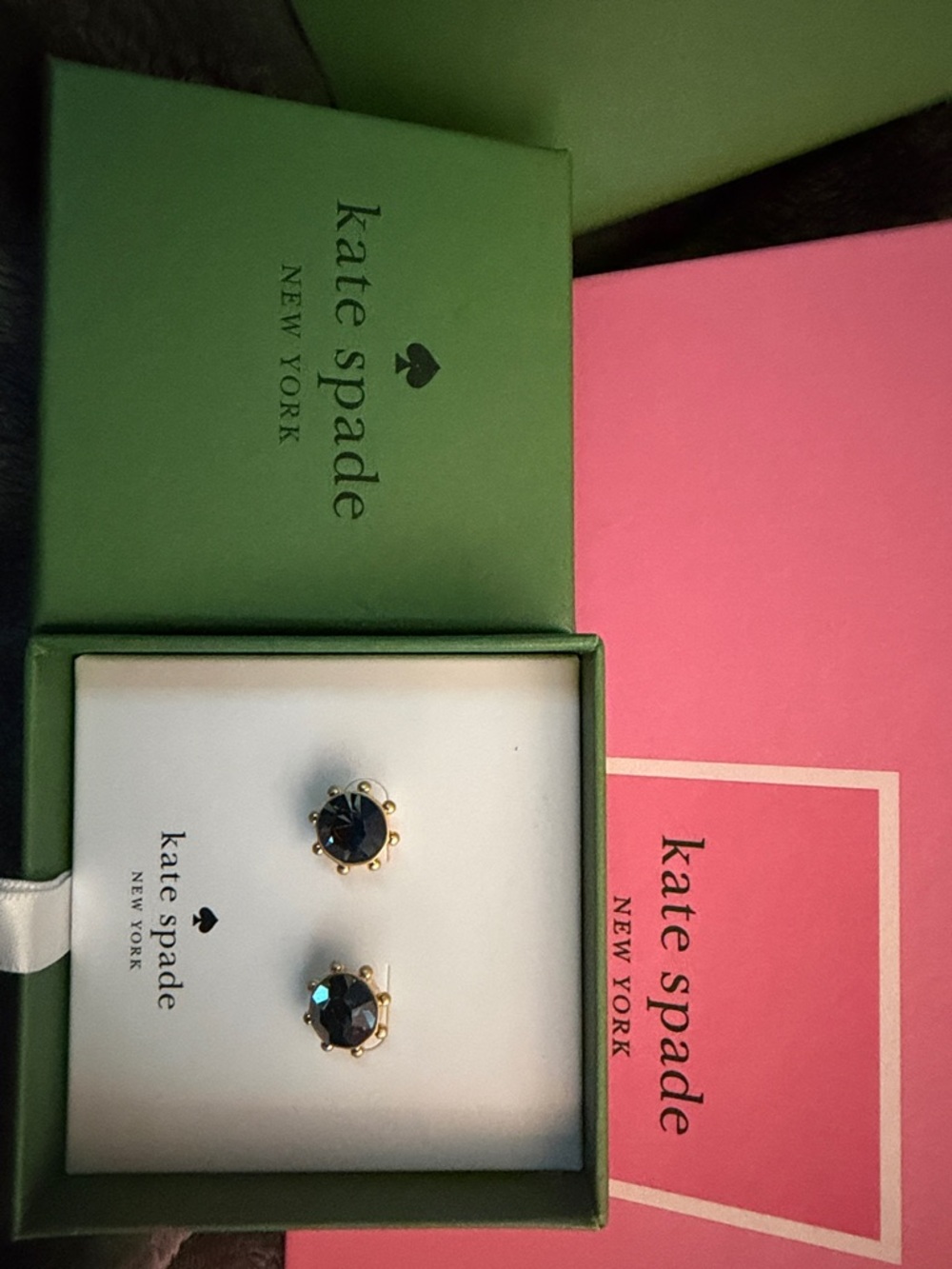 kate spade Gold Tone Earrings with Blue Stones - Picture 3 of 3